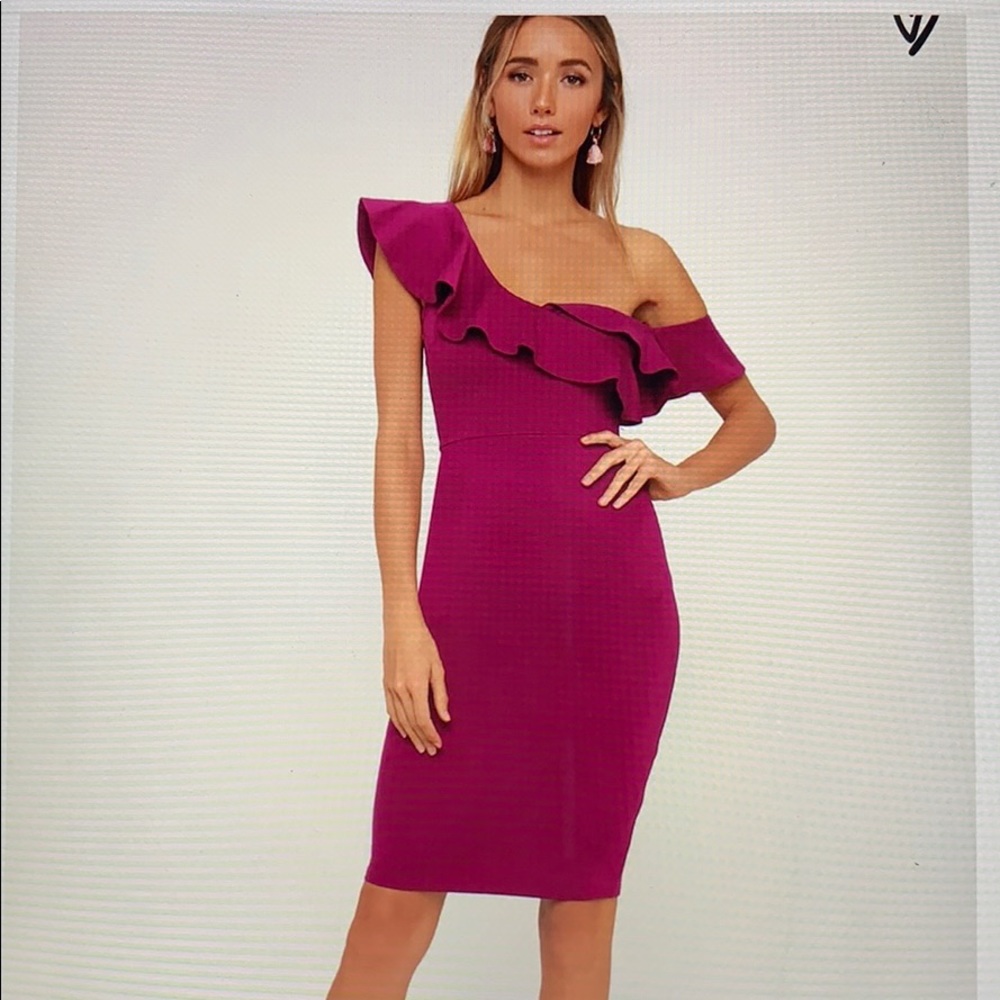 NWT Lulus Make it Count Ruffled One Shoulder Dress